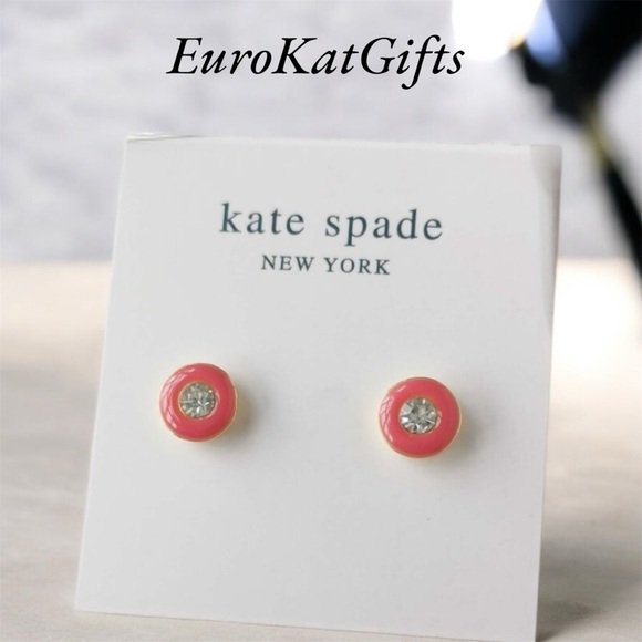 kate spade Jewelry - NEW Kate Spade Red Pink candy CZ Gold Stud Earrings NWT with dust bag